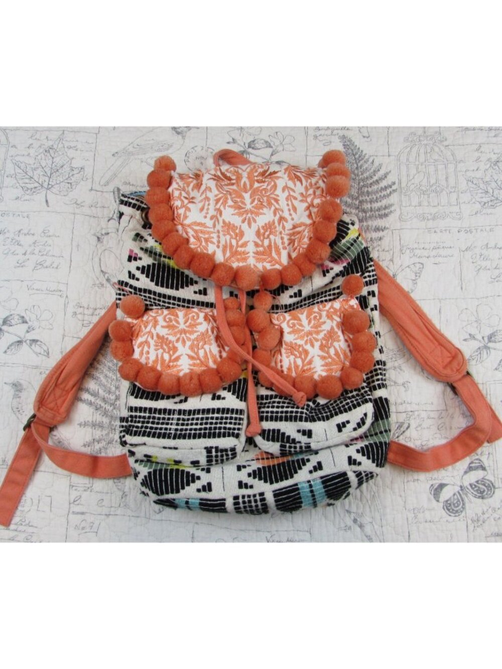EUC $119 America And Beyond Backpack Boho Festival Embroidered Colorful fun!